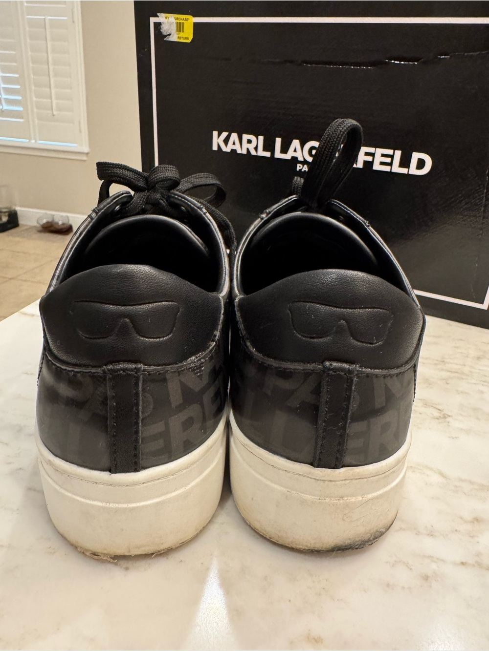 Karl Lagerfeld Black and White Karl Cat Logo Low-Top Sneakers - Picture 7 of 10